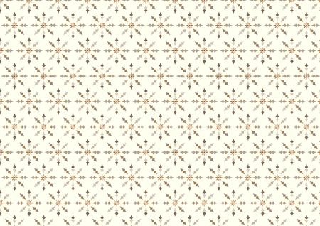 Retro blossom and circle and modern arrow pattern on light yellow background. Modern and vintage bloom seamless pattern style for designのイラスト素材