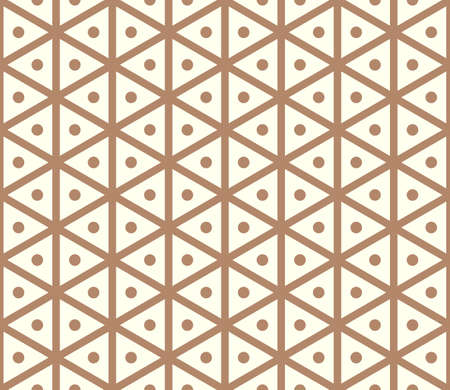 Brown sweet and vintage hexagon and circle seamless pattern on pastel background. Sweet hexagon pattern style of symmetry for modern or graphic designのイラスト素材