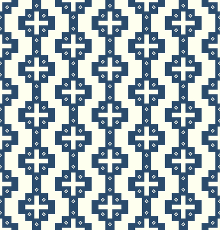 Dark Blue plus sign and blossom pattern on pastel color. Sweet and vintage seamless pattern style for modern or graphic designのイラスト素材