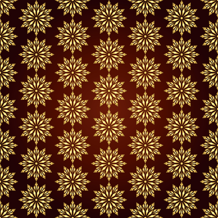 Gold modern flower and arrow and rhomboid shape seamless pattern. Graphic bloom pattern for fashionable or classic designのイラスト素材