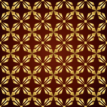 Gold abstract arrow and circle in rectangle shape seamless pattern. Modern pattern for graphic or abstract design.のイラスト素材