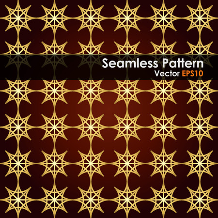 Gold four angle star seamless pattern on pastel background. Abstract star pattern in modern and vintage style for design.のイラスト素材