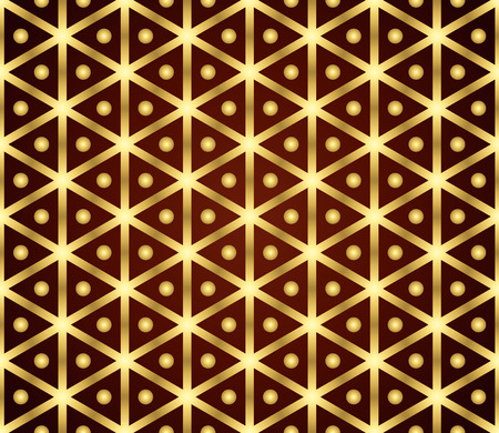 Gold sweet and vintage hexagon and circle seamless pattern on pastel background. Sweet hexagon pattern style of symmetry for modern or graphic designのイラスト素材