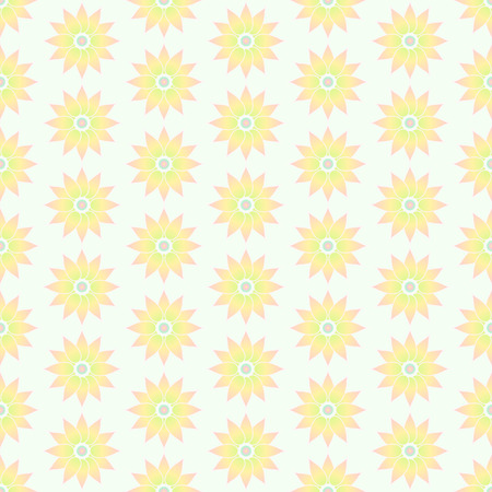 Orange sweet blossom seamless pattern on pastel background. Vintage lotus bloom for graphic or classic design.のイラスト素材