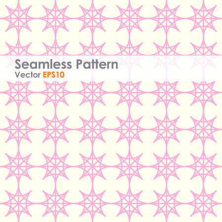 Pink four angle star seamless pattern on pastel background. Abstract star pattern in modern and vintage style for design.のイラスト素材