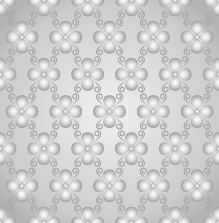 Silver blossom and spiral seamless pattern on pastel background. Sweet bloom for vintage or modern design.のイラスト素材