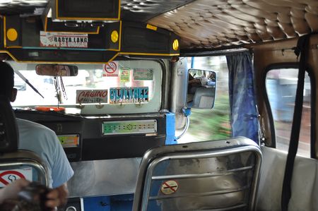 Tagaytay City, Philippines, September 4, 2010: Inside the jeep. The jeepney or more commonly known as the jeep in the Philippines is the nation's number one mode of transportationのeditorial素材