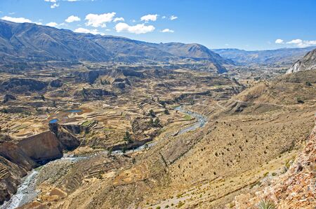 sout american valley with ancious teraces for agricultureの写真素材