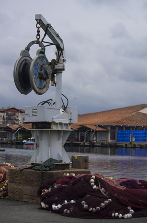 Fishing nets on the dockの写真素材