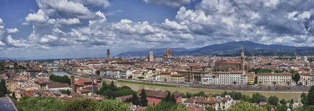 florence palace view with old cathedral old bridgeの写真素材