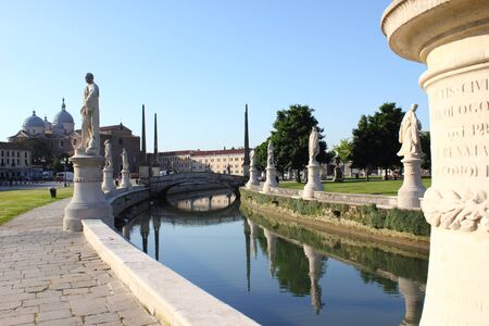 The famous Prato della Velle St. Justina in Padua with the church.の写真素材