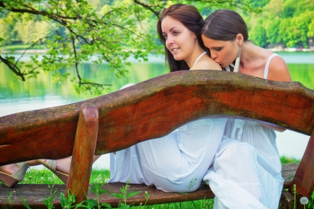 Two young woman loversの写真素材
