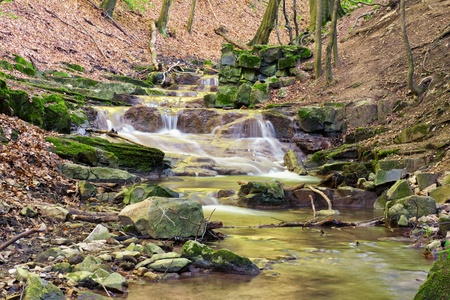 This mini waterfall was photographed in a place named Obanya  It is a nature reserve in Hungary, the county of Baranya, Mecsek mountain の写真素材