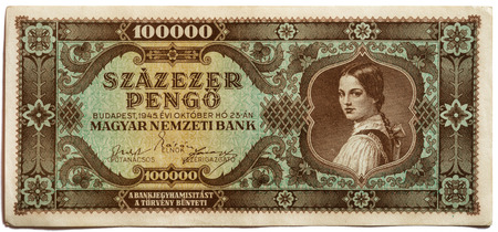 In Hungary between 1945-1946 was the world s biggest HyperInflation in history , this bank note is derived from this period, this bank note is not valid any more のeditorial素材