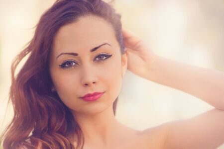 Close up photos from a beautiful young girlの写真素材