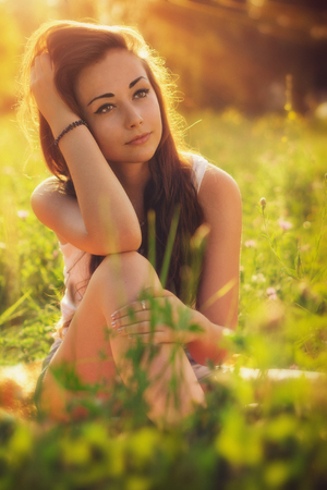 Young girl outdoorの写真素材