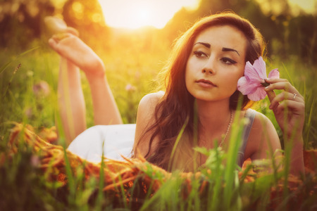 Young girl outdoorの写真素材