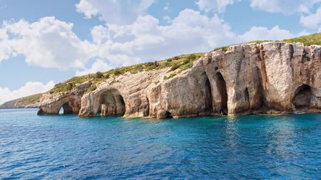 Blue Caves in Greeceの写真素材
