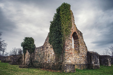 Castle Ruin, The Schlossberg ruins of temple in Mecsekndasd Hungaryの写真素材