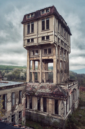 The abandoned mine tower of the place called "Istvan pit" in Hungaryの写真素材