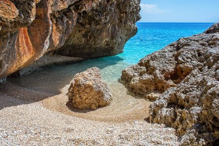 Beautiful sea bay called "Kato Lagadi" in Kefalonia, Ionian Islands, Greeceの写真素材