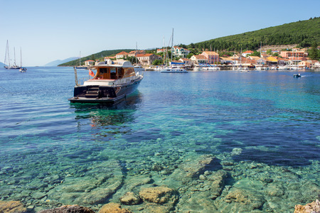 The port of Fiscardo in Kefalonia, Ionian Islands, Greeceの写真素材