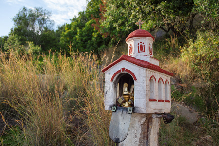 Traditional greek "mini-chapel" in Kefalonia, Ionian Islands, Greeceの写真素材