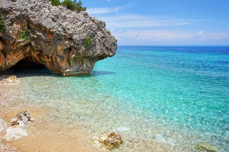 Beautiful sea bay called "Kato Lagadi" in Kefalonia, Ionian Islands, Greeceの写真素材