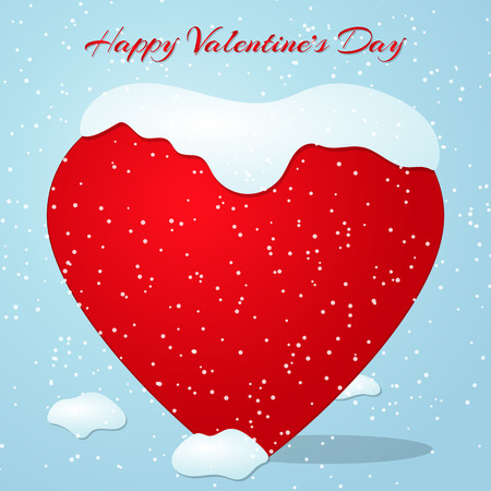 Card for Valentine's Day with snowing heart. Vector illustrationのイラスト素材