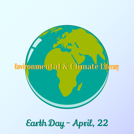 Globe And Lettering In Cartoon Style For World Earth Day