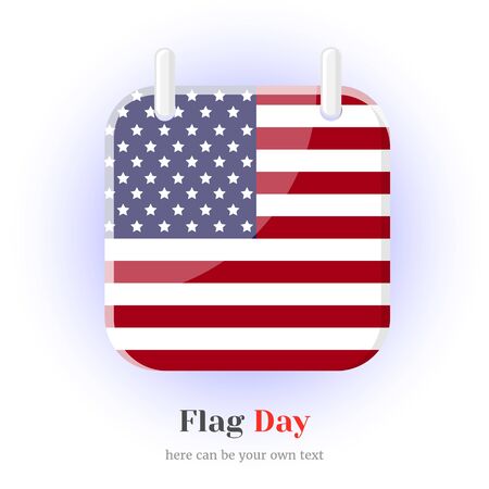 Calendar Icon with USA flag and leterring for your design isolated on blue background in cartoon style for Flag or Independence Day.のイラスト素材