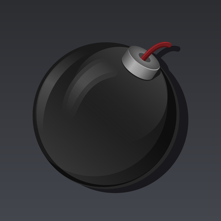 Game icon of bomb in cartoon style. Bright design for app user interface. Weapon for war, destroy, death, trap. Vector illustration for Icons Collection.のイラスト素材