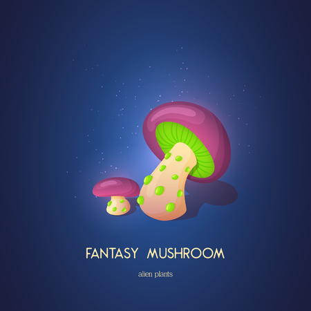 Beautiful fantasy mushroom. Magic unusual nature elements isolated on white background. Vector illustration for Mushrooms Collection.のイラスト素材