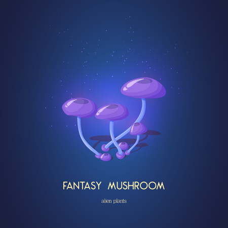 Beautiful fantasy mushroom. Magic unusual nature elements isolated on white background. Vector illustration for Mushrooms Collection.のイラスト素材