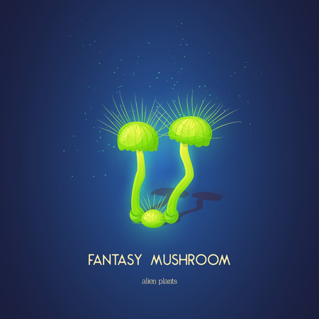 Beautiful fantasy mushroom. Magic unusual nature elements isolated on white background. Vector illustration. Mushrooms Collection.のイラスト素材
