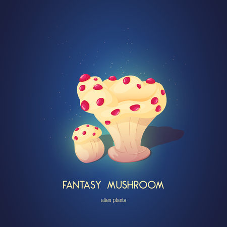 Beautiful fantasy mushroom. Magic unusual nature elements isolated on white background. Vector illustration. Mushrooms Collection.のイラスト素材