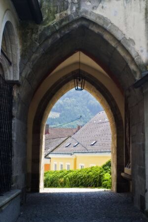 Grein, a small town in Austriaの写真素材