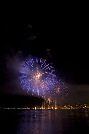 Fireworks on the mediterranean seaの写真素材