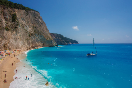 The Porto Katsiki beach, on the island of Lefkada in Greeceのeditorial素材