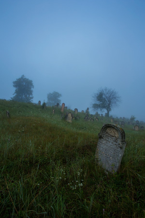 Fog in a jewish cemeteryのeditorial素材