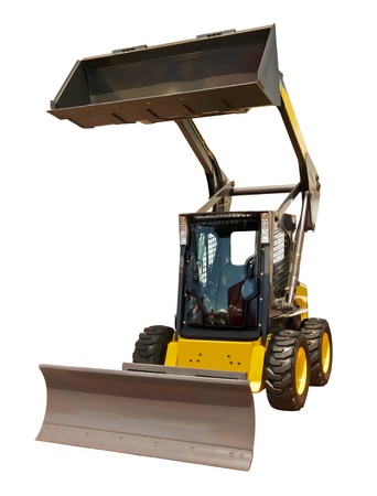 Small buldozer on a white backgroundの写真素材