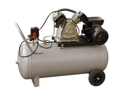 Electric air pump on a white backgroundの写真素材