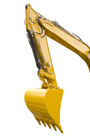 Excavator bucket isolated on a white backgroundの写真素材
