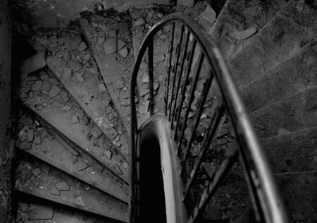 Old staircase leading downの写真素材