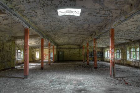 Small abandoned hall with a skylightのeditorial素材