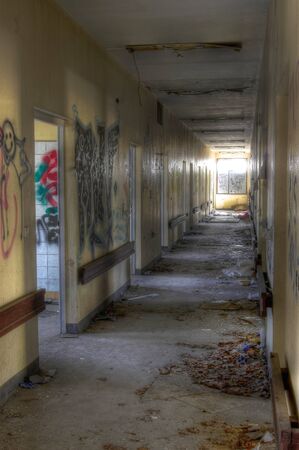 Corridor in an abandoned children's hospitalのeditorial素材