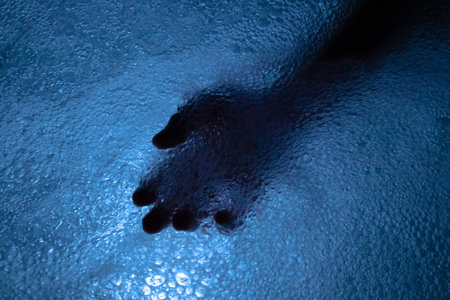 Colorful bubbles of water in a bath tub, abstractの写真素材