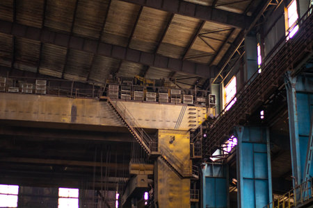 Industrial interior of a metallurgical plant. Industrial background.
