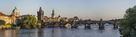 Charles Bridge in Prague in evening lightの写真素材
