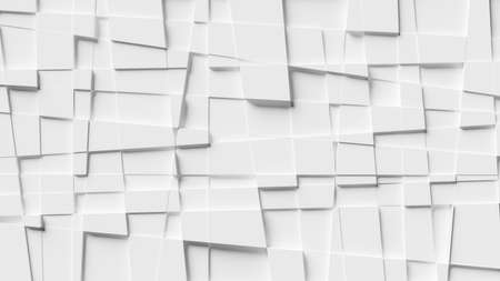 White, abstract, geometric background made of irregular squares. 3d rendering